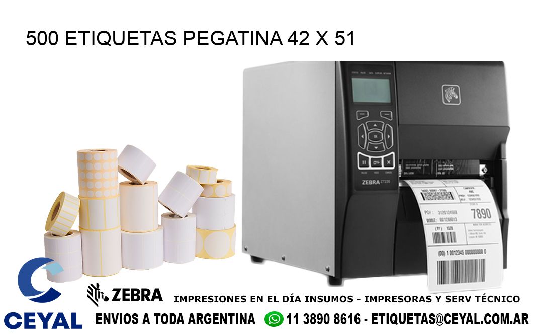 500 ETIQUETAS PEGATINA 42 x 51