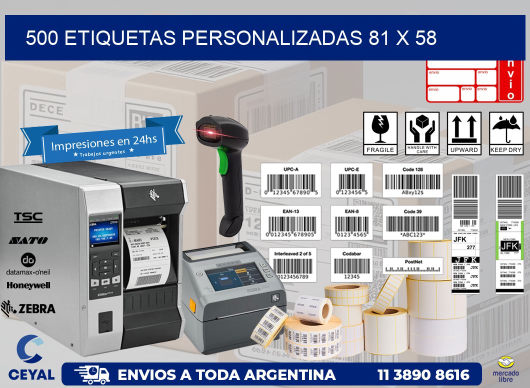 500 ETIQUETAS PERSONALIZADAS 81 x 58