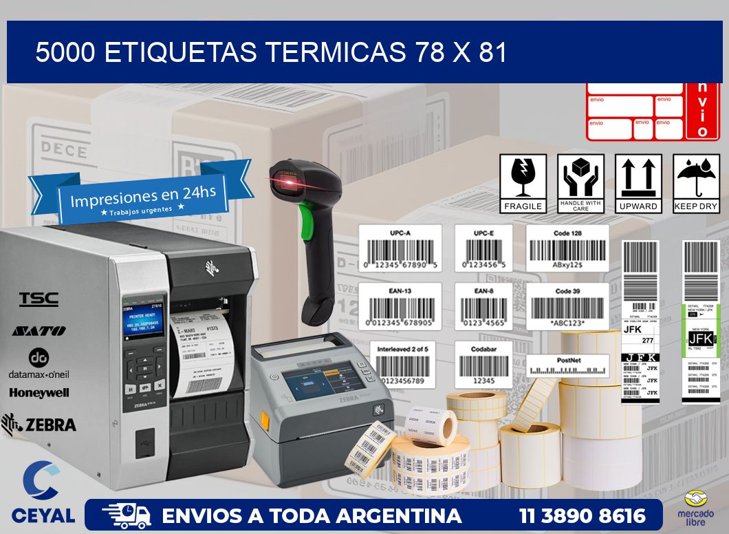 5000 ETIQUETAS TERMICAS 78 x 81