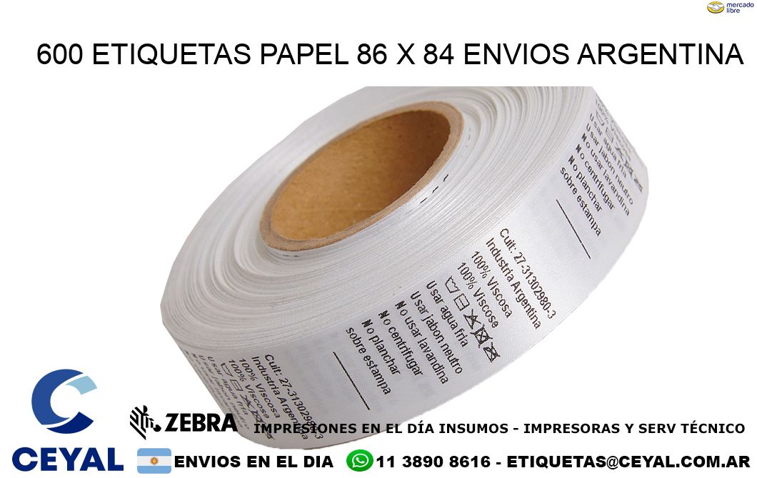 600 ETIQUETAS PAPEL 86 x 84 ENVIOS ARGENTINA