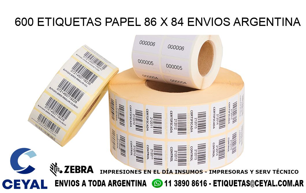 600 ETIQUETAS PAPEL 86 x 84 ENVIOS ARGENTINA