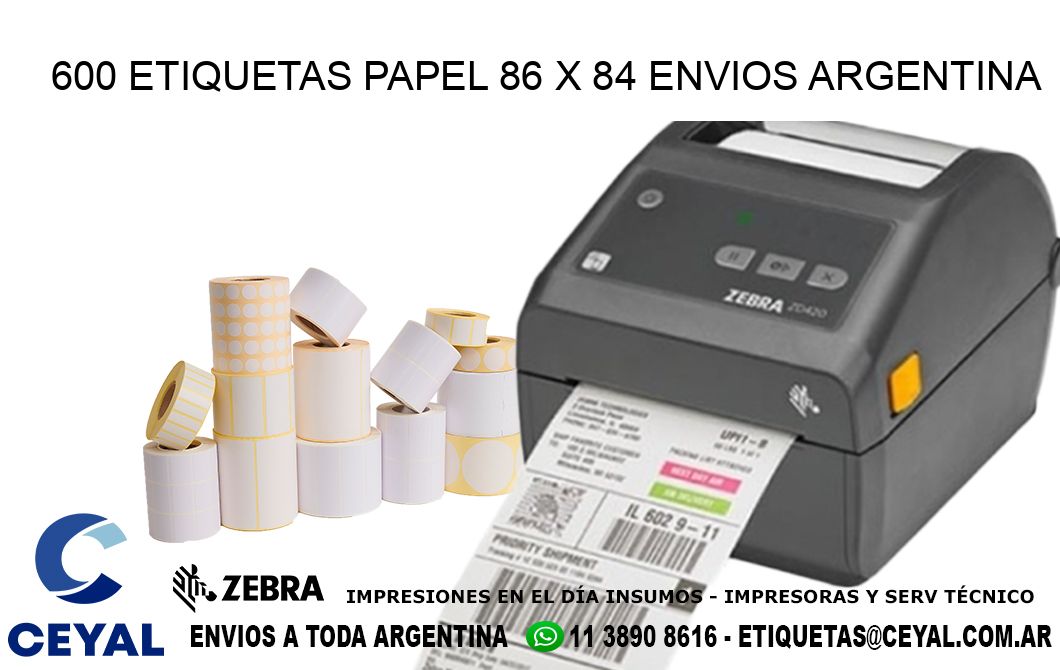 600 ETIQUETAS PAPEL 86 x 84 ENVIOS ARGENTINA