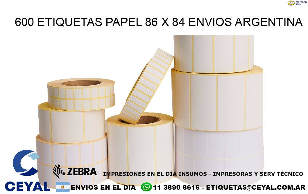 600 ETIQUETAS PAPEL 86 x 84 ENVIOS ARGENTINA