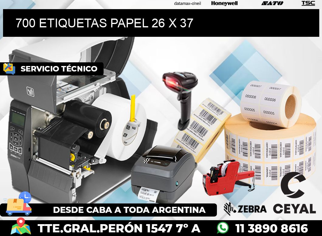 700 ETIQUETAS PAPEL 26 x 37