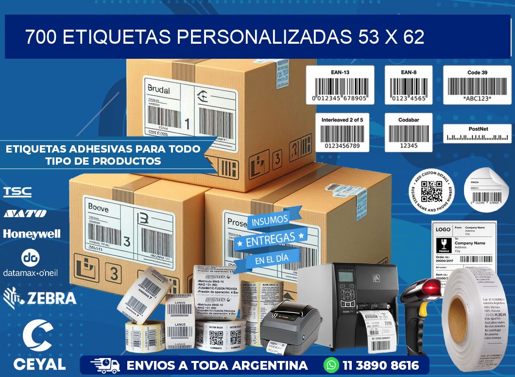 700 ETIQUETAS PERSONALIZADAS 53 x 62