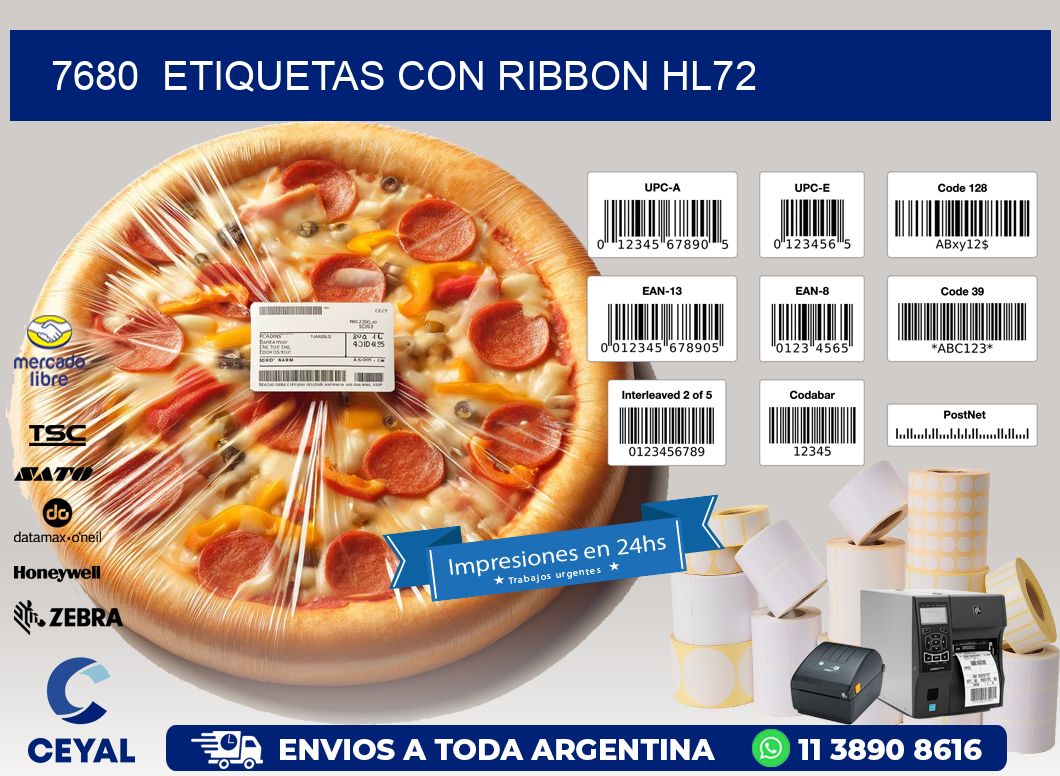 7680 ETIQUETAS CON RIBBON HL72