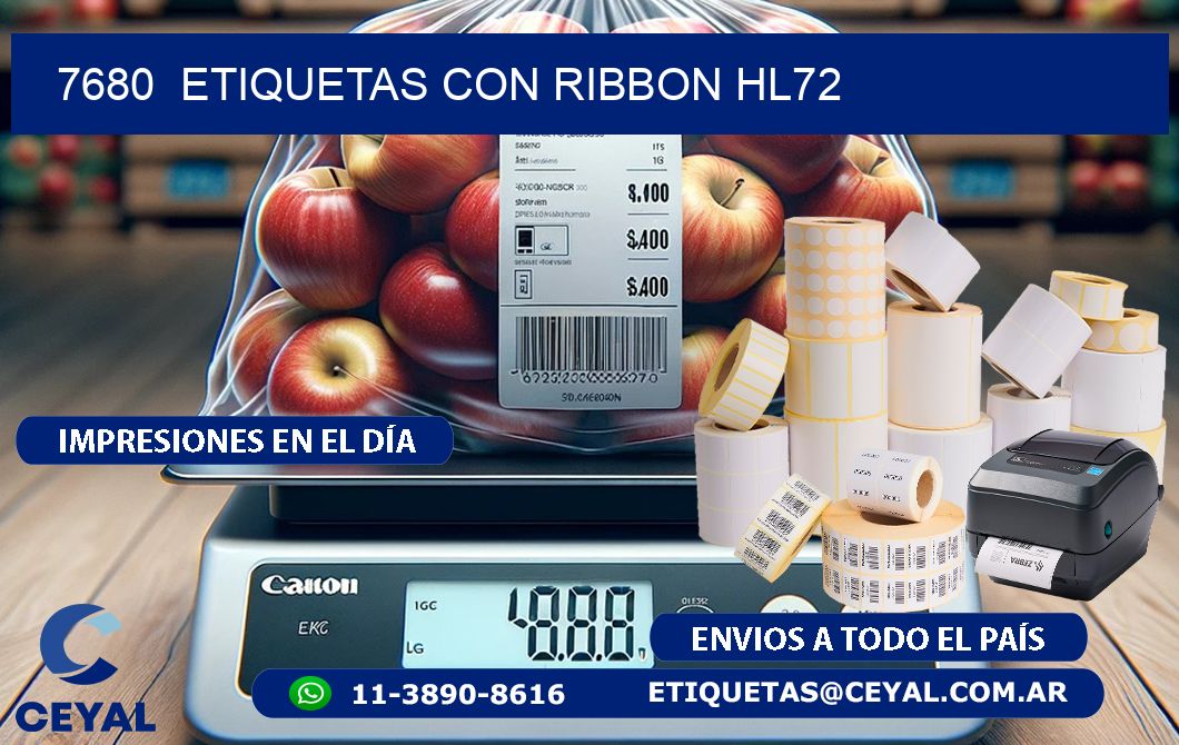 7680  ETIQUETAS CON RIBBON HL72