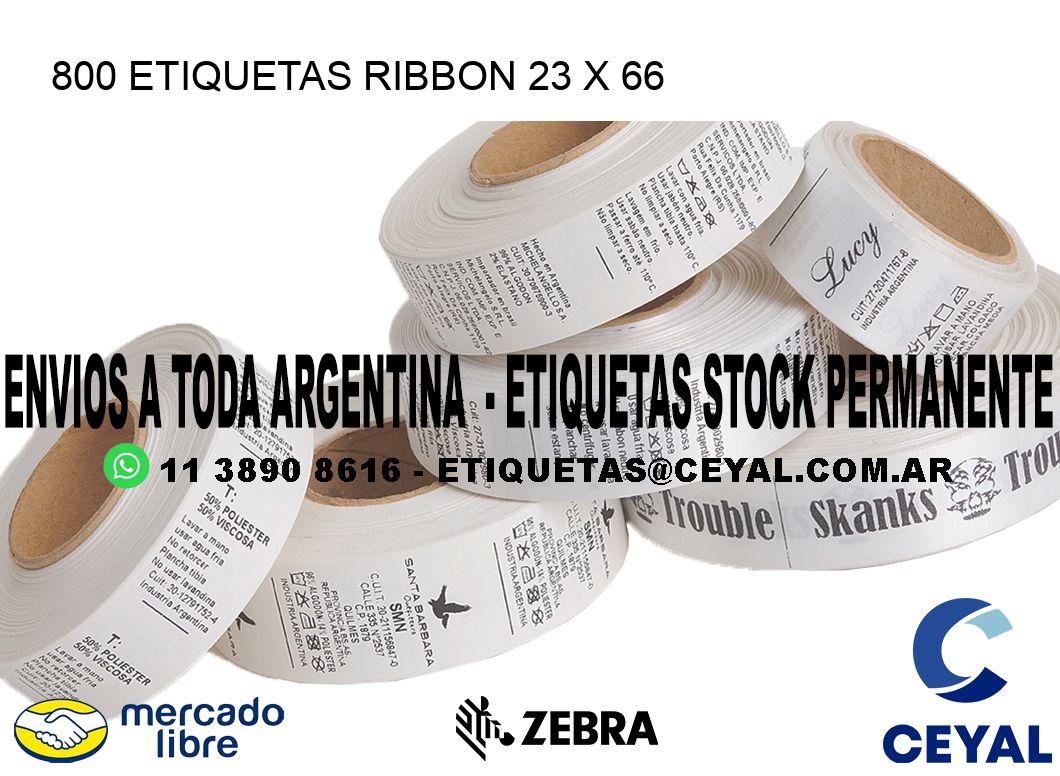 800 ETIQUETAS RIBBON 23 x 66