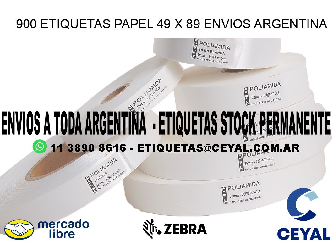 900 ETIQUETAS PAPEL 49 x 89 ENVIOS ARGENTINA