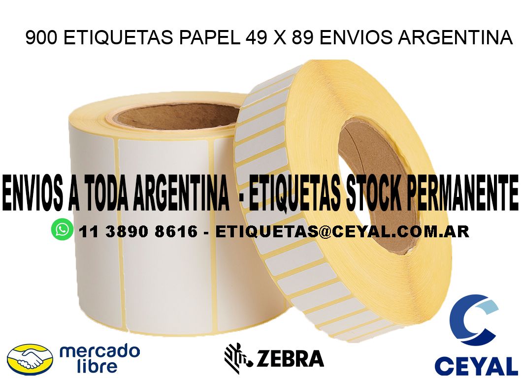 900 ETIQUETAS PAPEL 49 x 89 ENVIOS ARGENTINA