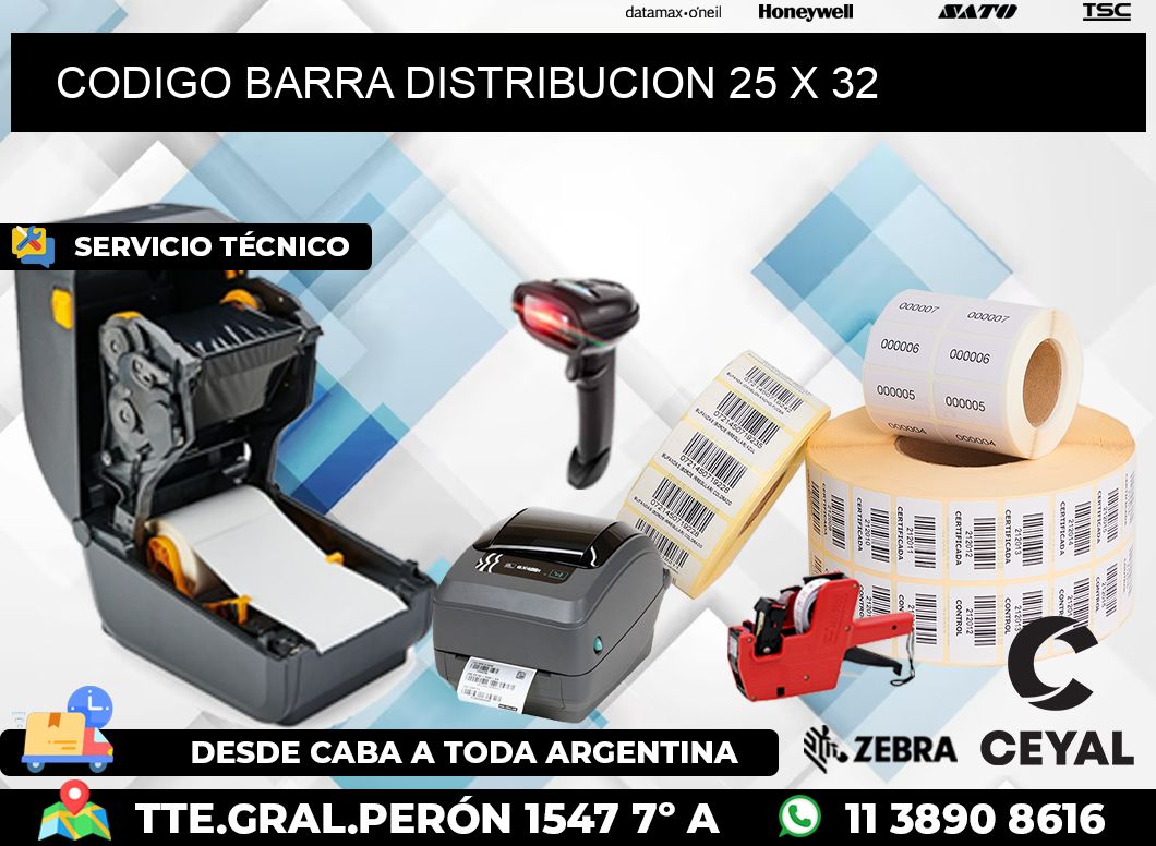 CODIGO BARRA DISTRIBUCION 25 x 32