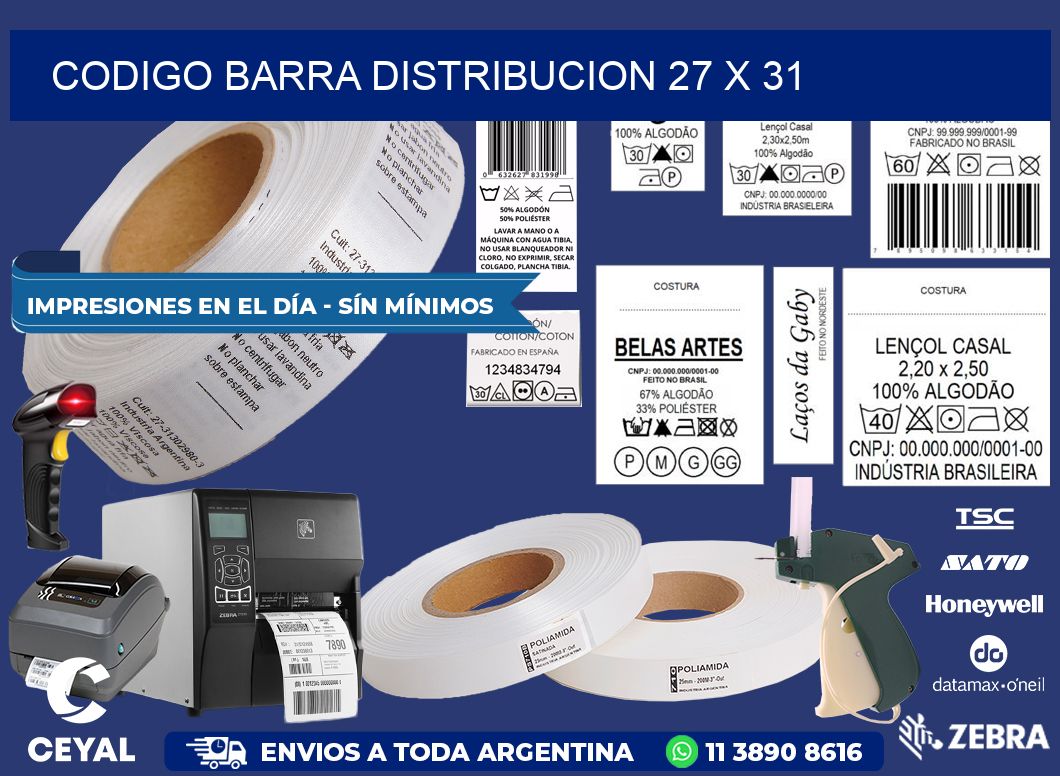 CODIGO BARRA DISTRIBUCION 27 x 31