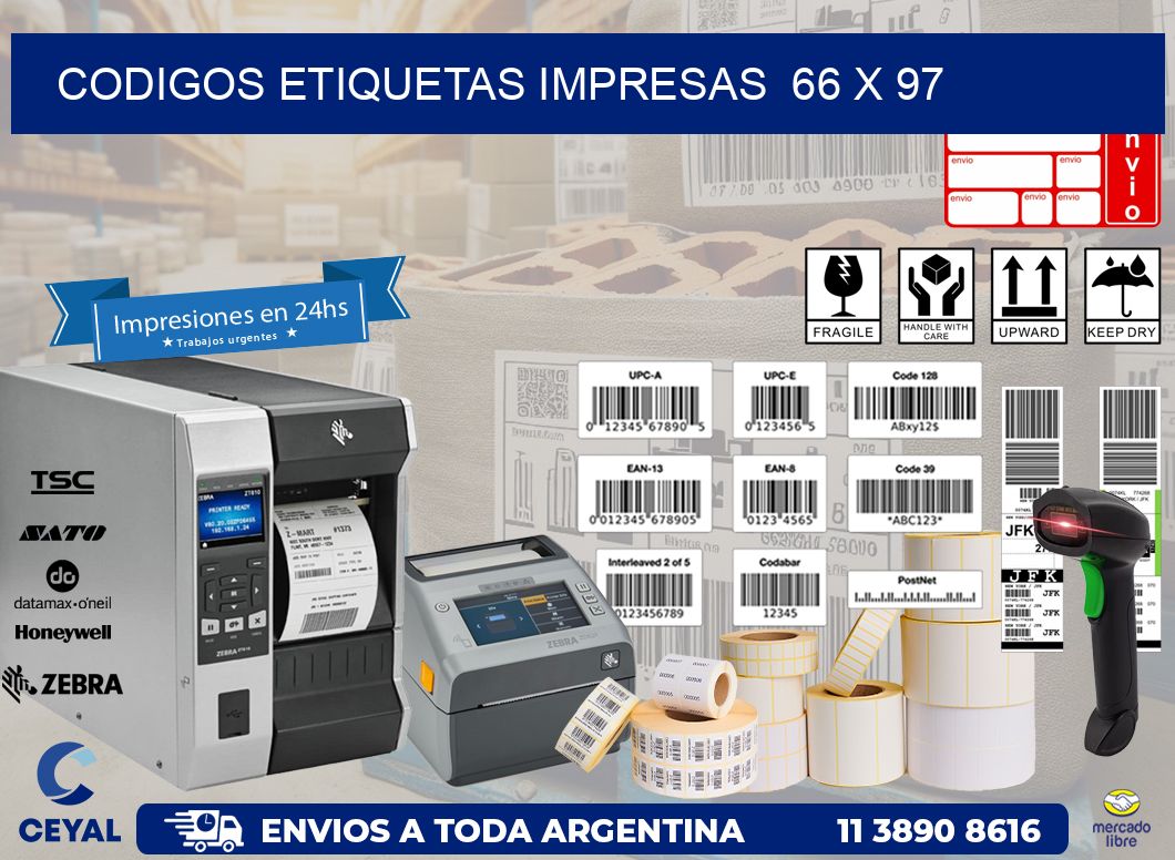 CODIGOS ETIQUETAS IMPRESAS  66 x 97