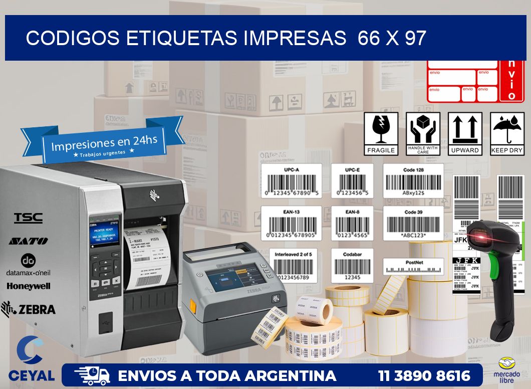 CODIGOS ETIQUETAS IMPRESAS  66 x 97