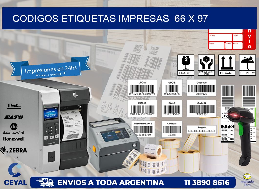 CODIGOS ETIQUETAS IMPRESAS  66 x 97