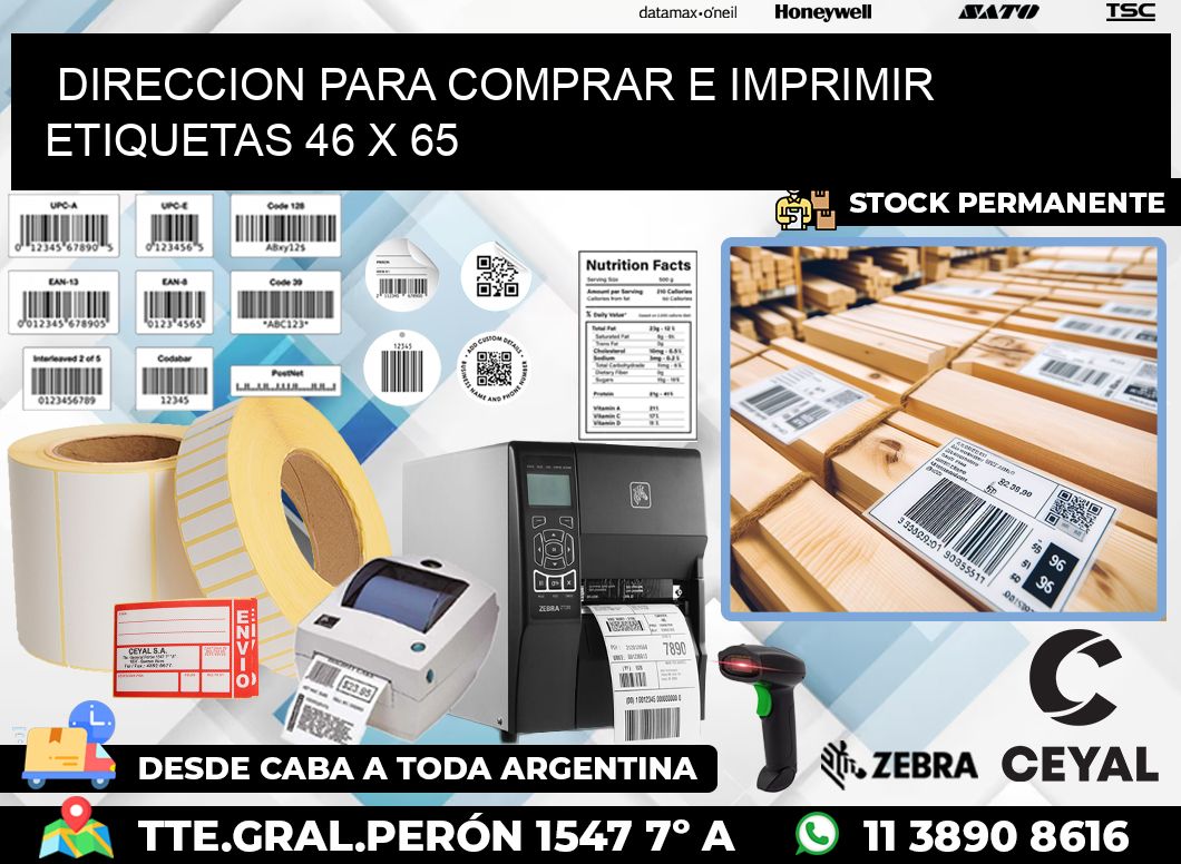 DIRECCION PARA COMPRAR E IMPRIMIR ETIQUETAS 46 x 65