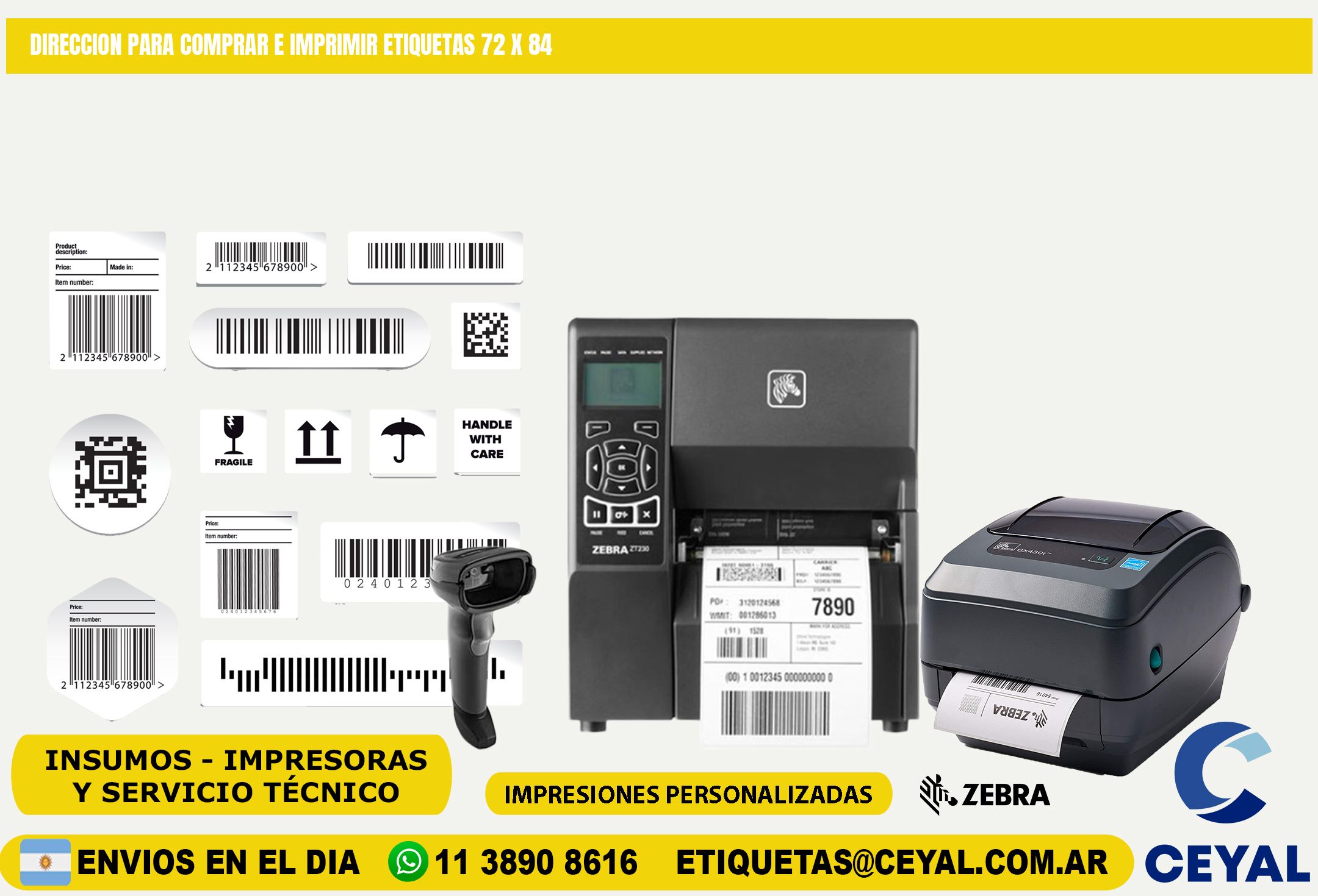 DIRECCION PARA COMPRAR E IMPRIMIR ETIQUETAS 72 x 84