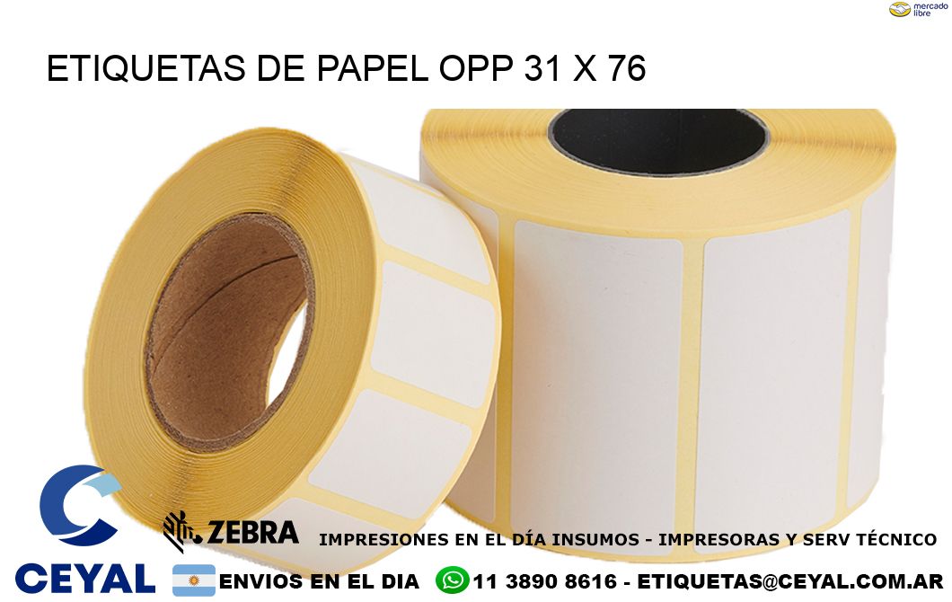 ETIQUETAS DE PAPEL OPP 31 x 76