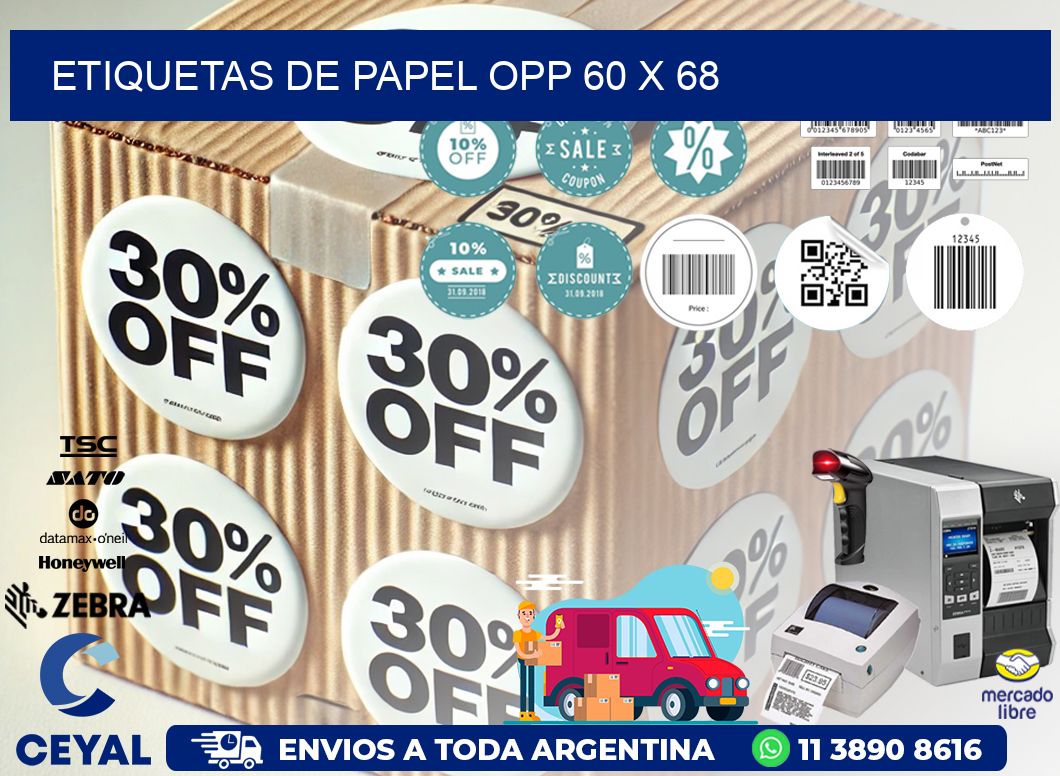 ETIQUETAS DE PAPEL OPP 60 x 68