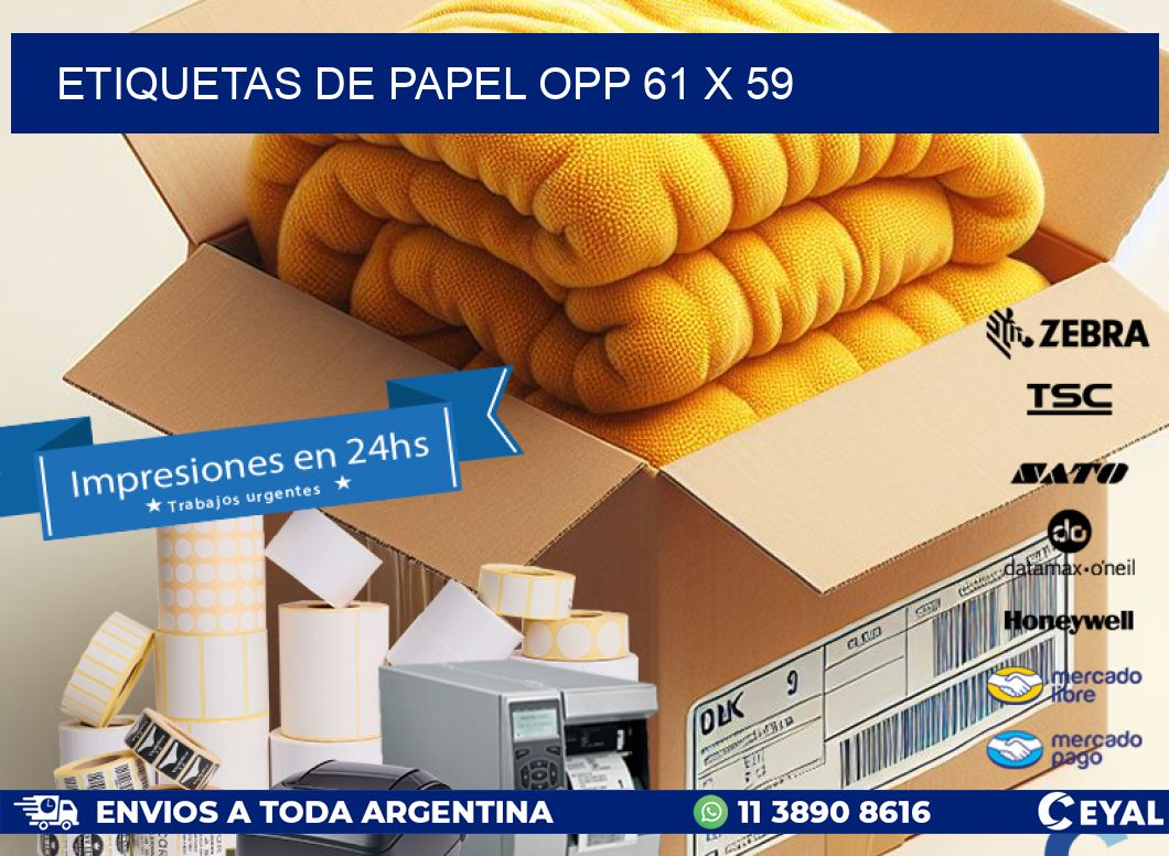 ETIQUETAS DE PAPEL OPP 61 x 59