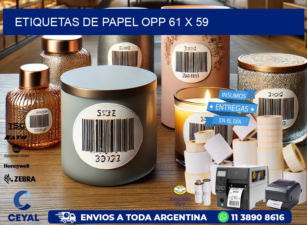 ETIQUETAS DE PAPEL OPP 61 x 59
