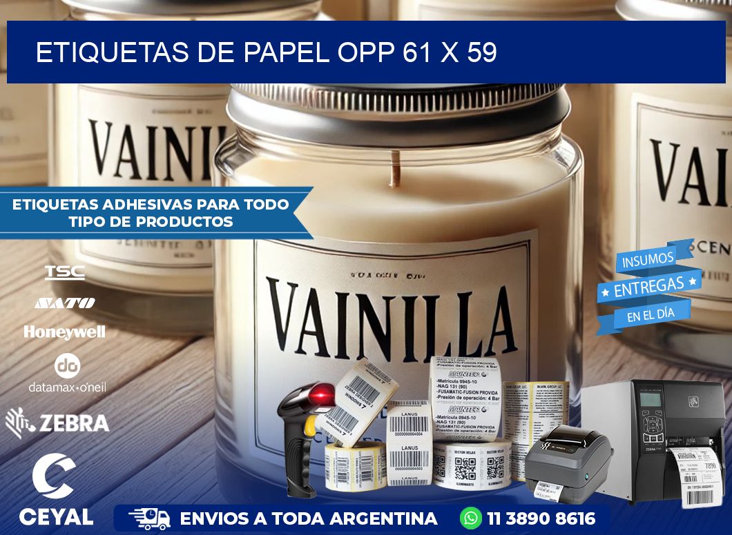 ETIQUETAS DE PAPEL OPP 61 x 59
