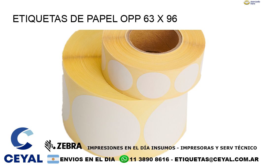 ETIQUETAS DE PAPEL OPP 63 x 96