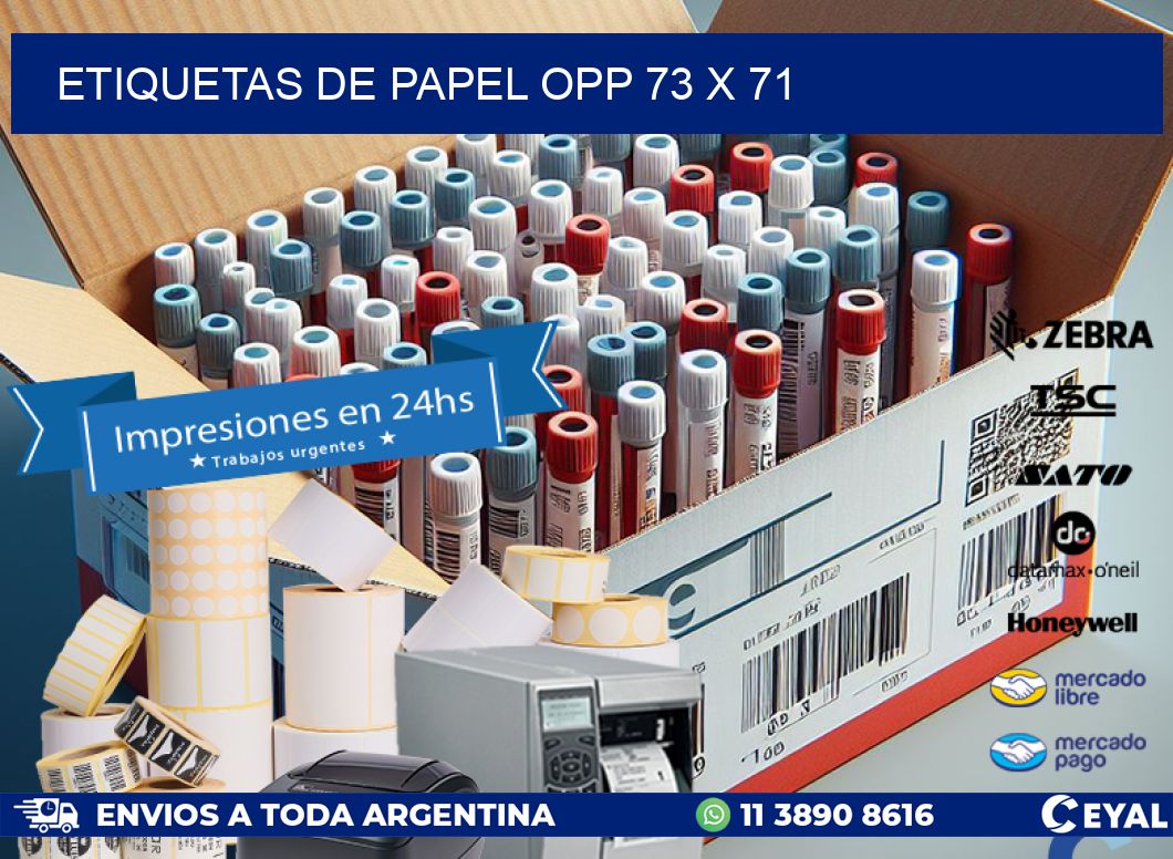ETIQUETAS DE PAPEL OPP 73 x 71