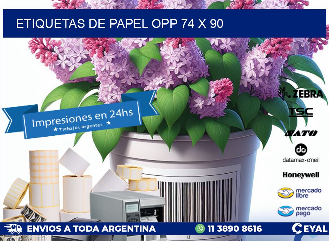 ETIQUETAS DE PAPEL OPP 74 x 90