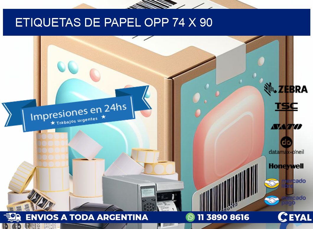 ETIQUETAS DE PAPEL OPP 74 x 90