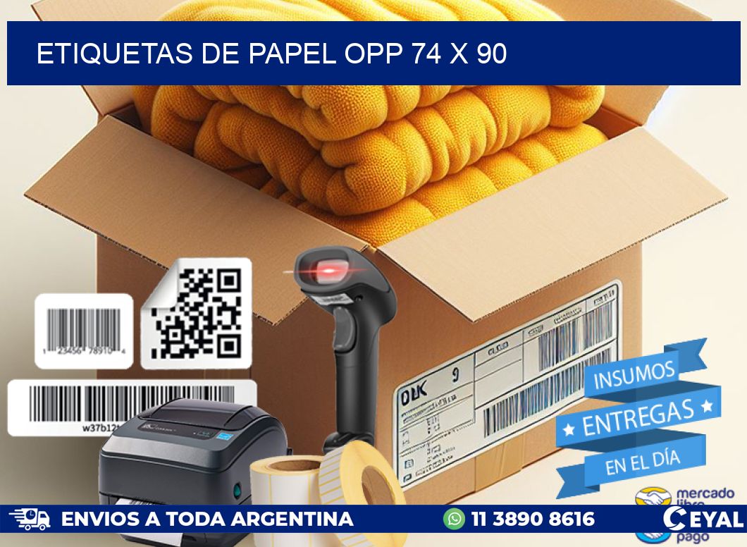 ETIQUETAS DE PAPEL OPP 74 x 90