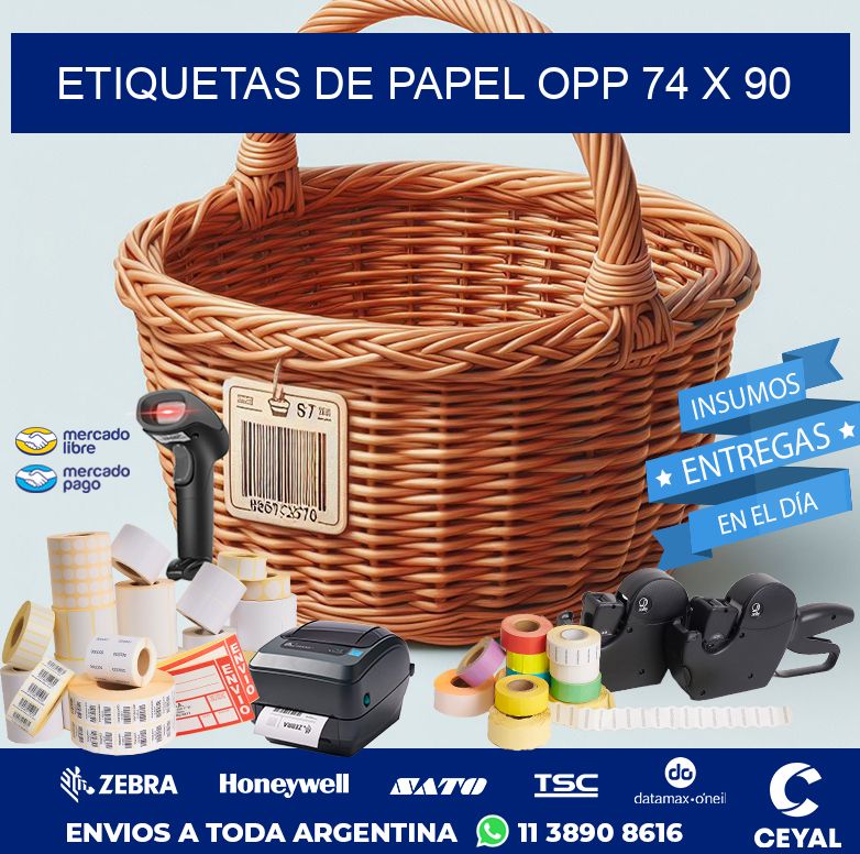ETIQUETAS DE PAPEL OPP 74 x 90