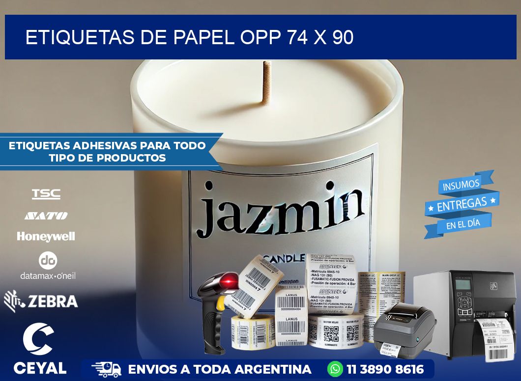 ETIQUETAS DE PAPEL OPP 74 x 90