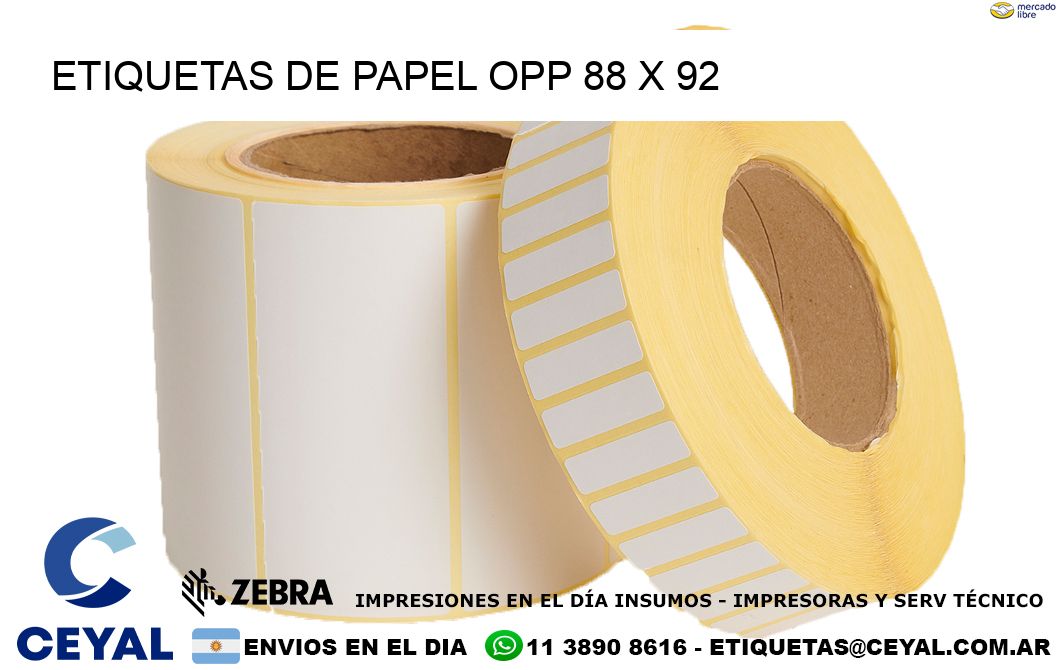 ETIQUETAS DE PAPEL OPP 88 x 92