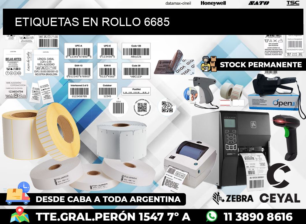 ETIQUETAS EN ROLLO 6685