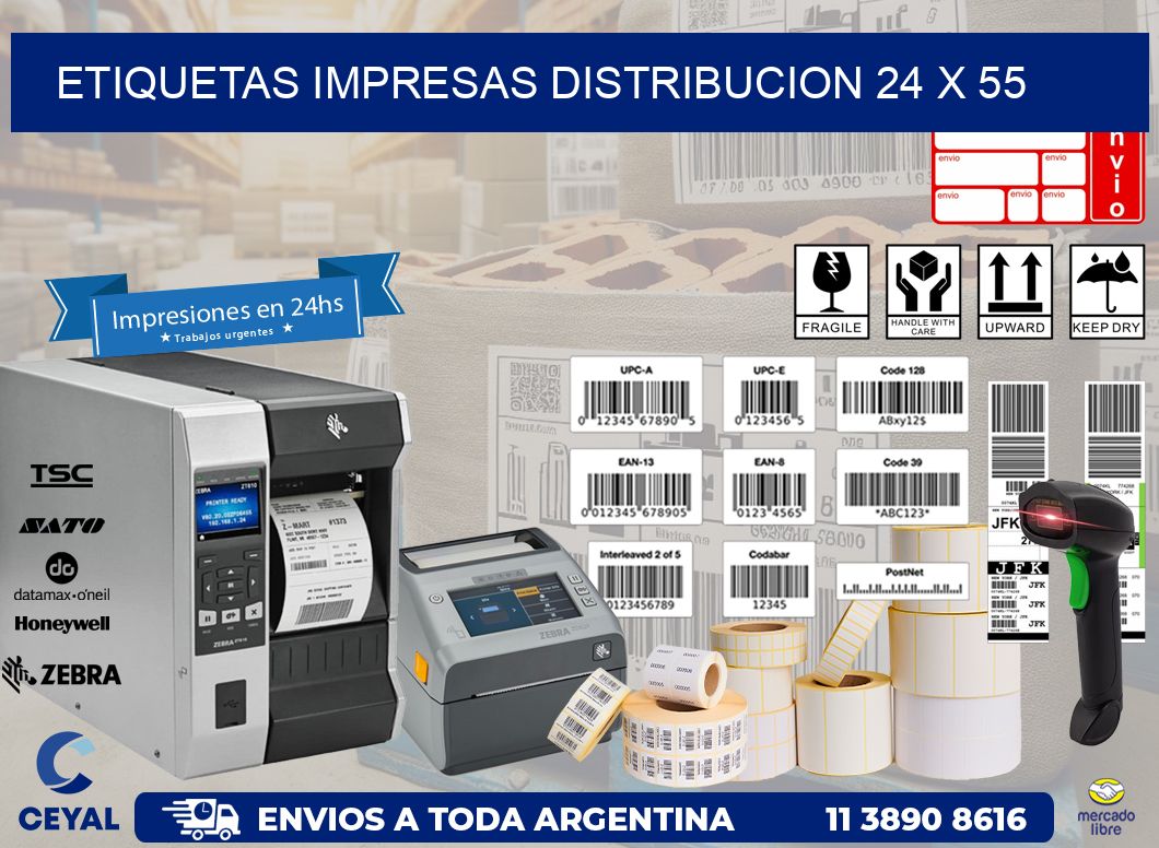 ETIQUETAS IMPRESAS DISTRIBUCION 24 x 55