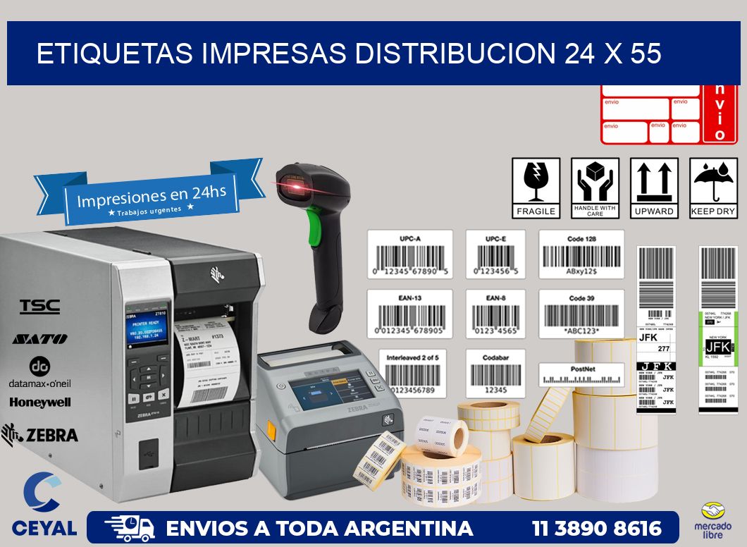 ETIQUETAS IMPRESAS DISTRIBUCION 24 x 55