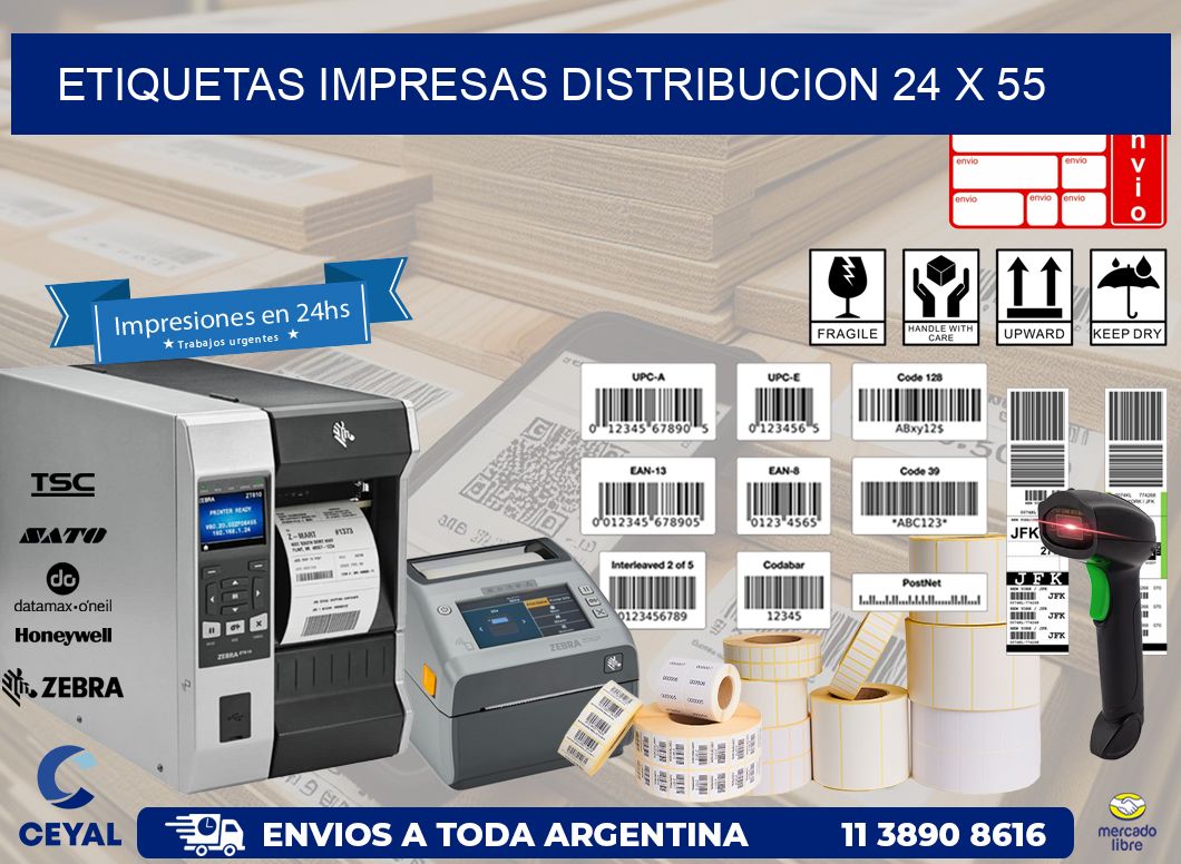 ETIQUETAS IMPRESAS DISTRIBUCION 24 x 55