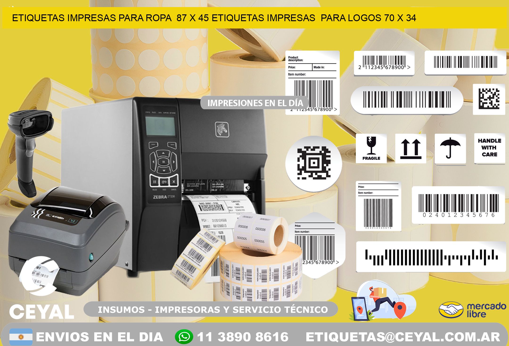 ETIQUETAS IMPRESAS PARA ROPA  87 x 45 ETIQUETAS IMPRESAS  PARA LOGOS 70 x 34