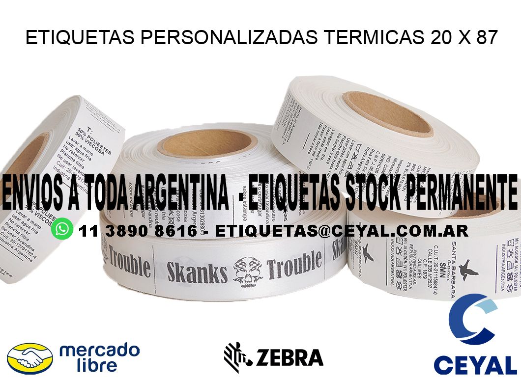 ETIQUETAS PERSONALIZADAS TERMICAS 20 x 87