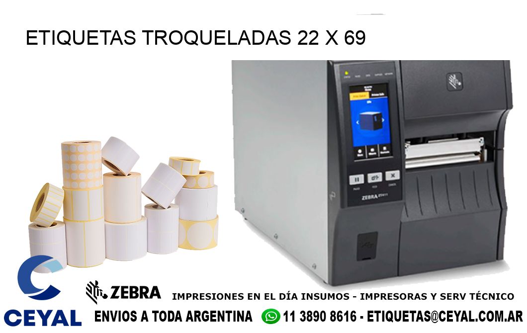 ETIQUETAS TROQUELADAS 22 x 69