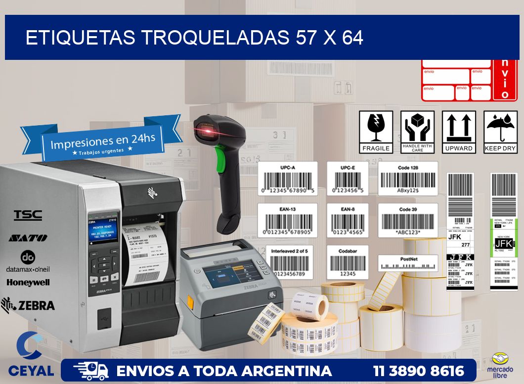 ETIQUETAS TROQUELADAS 57 x 64