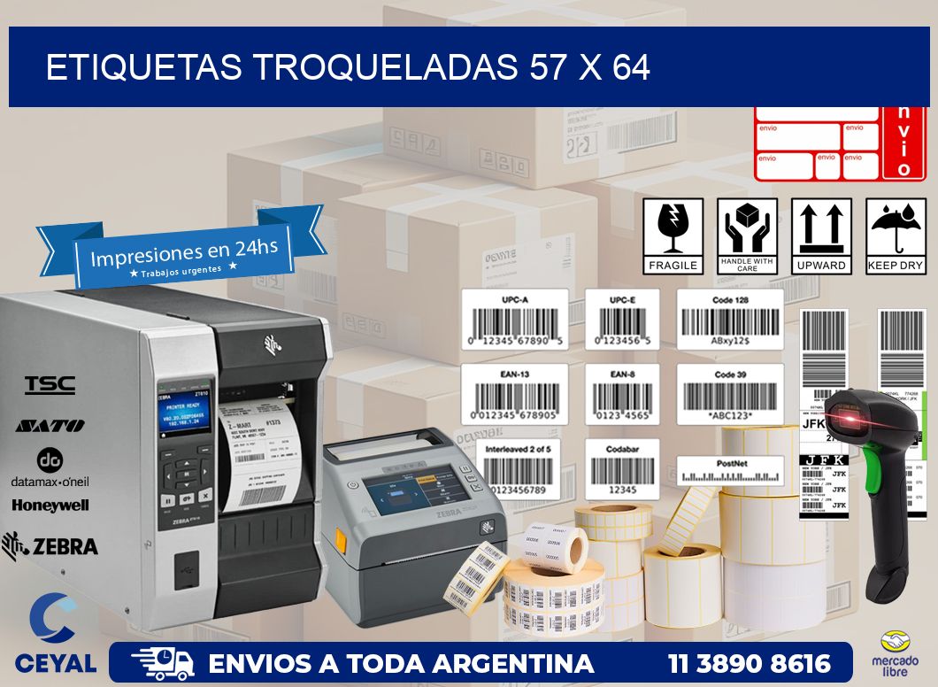 ETIQUETAS TROQUELADAS 57 x 64