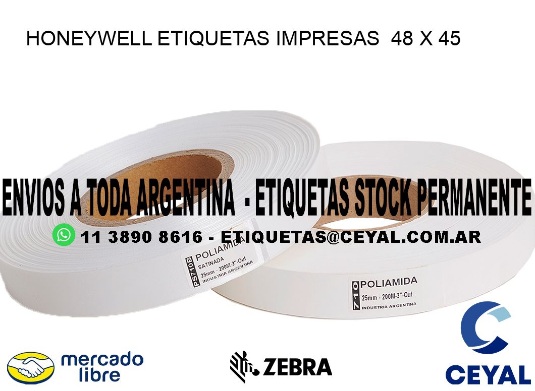 HONEYWELL ETIQUETAS IMPRESAS 48 x 45