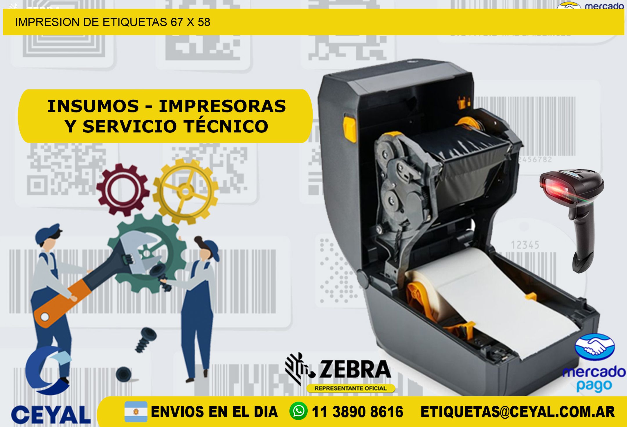 IMPRESION DE ETIQUETAS 67 x 58