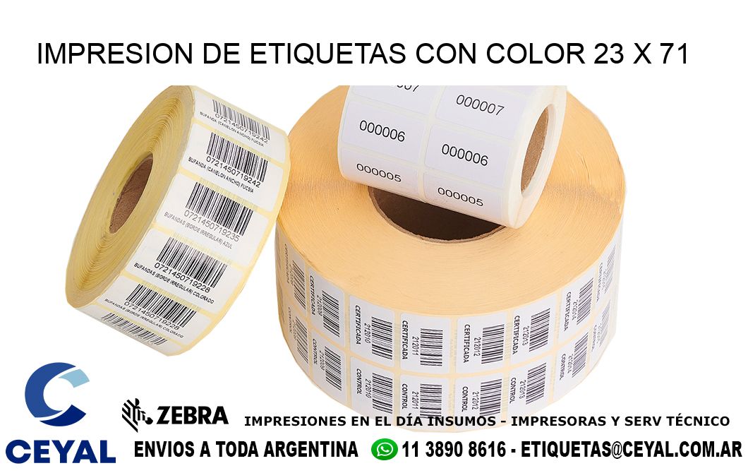 IMPRESION DE ETIQUETAS CON COLOR 23 x 71