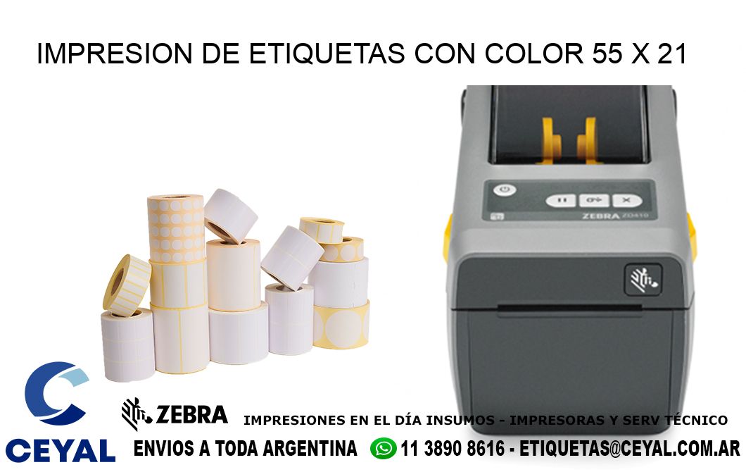 IMPRESION DE ETIQUETAS CON COLOR 55 x 21