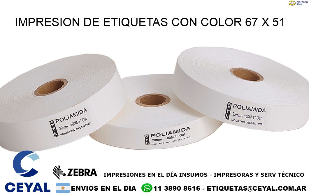 IMPRESION DE ETIQUETAS CON COLOR 67 x 51