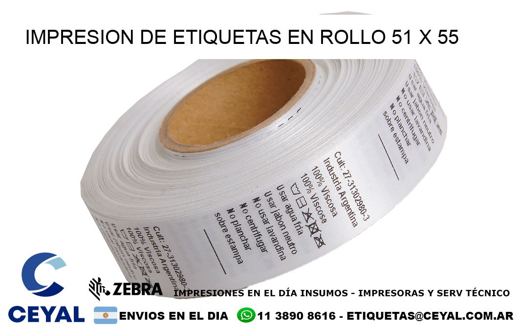 IMPRESION DE ETIQUETAS EN ROLLO 51 x 55