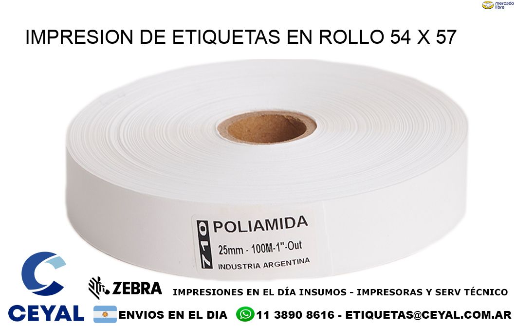 IMPRESION DE ETIQUETAS EN ROLLO 54 x 57